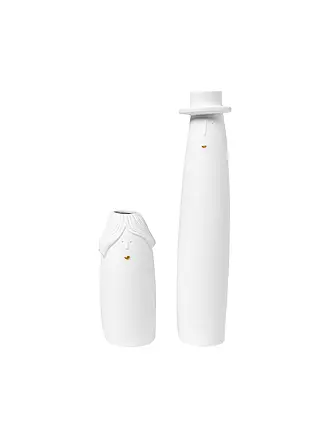 RAEDER | Vasen 2er Set FAMILIENBANDE 5x24cm  Opa und Oma Weiss | 